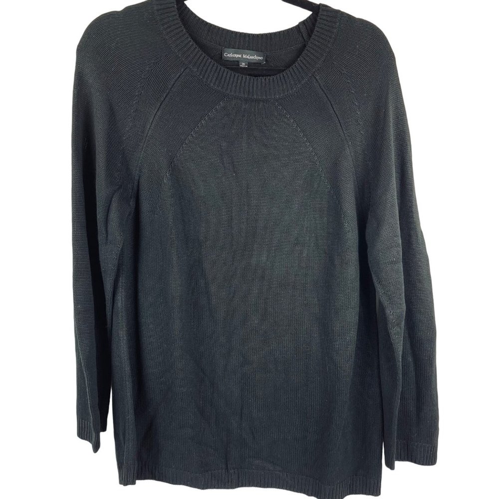 Catherine Malandrino Black Viscose Silk Blend Long Sleeve Pullover Sweater XL